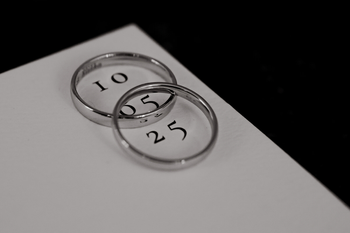 Church wedding in Doubravník - detail shot of rings.