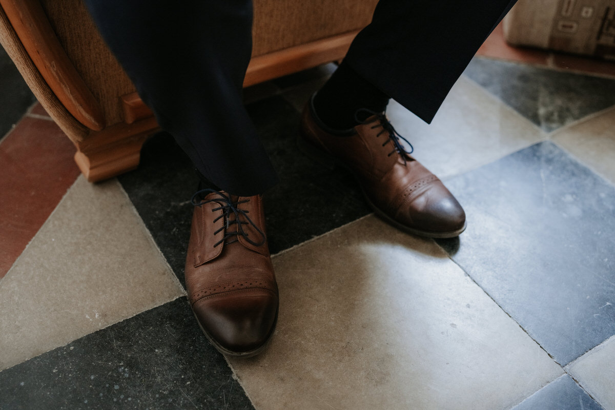 Groom's preparations - detail of shoes.