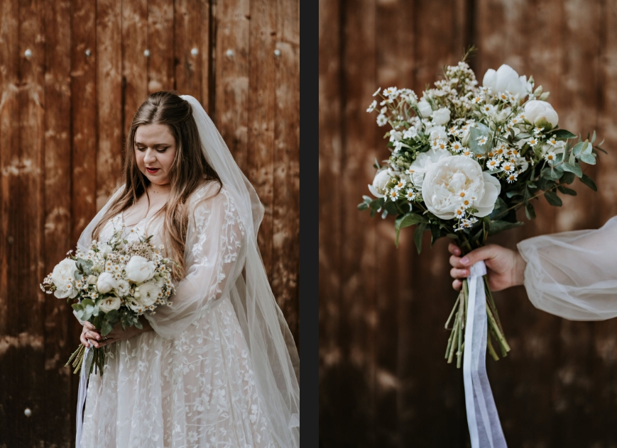 Newlyweds walk hand in hand during a wedding photo shoot.Newlyweds walk hand in hand during a wedding photo shoot.