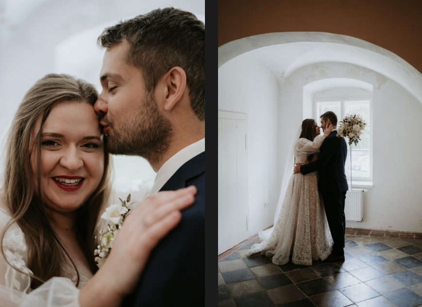 Bride and groom are getting photos at Doubravník.