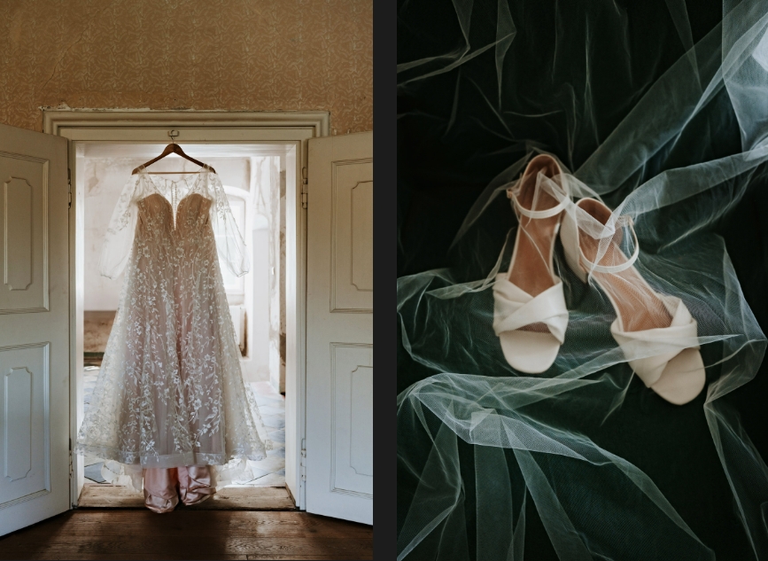 Parish Doubravník - wedding details, dresses and shoes.