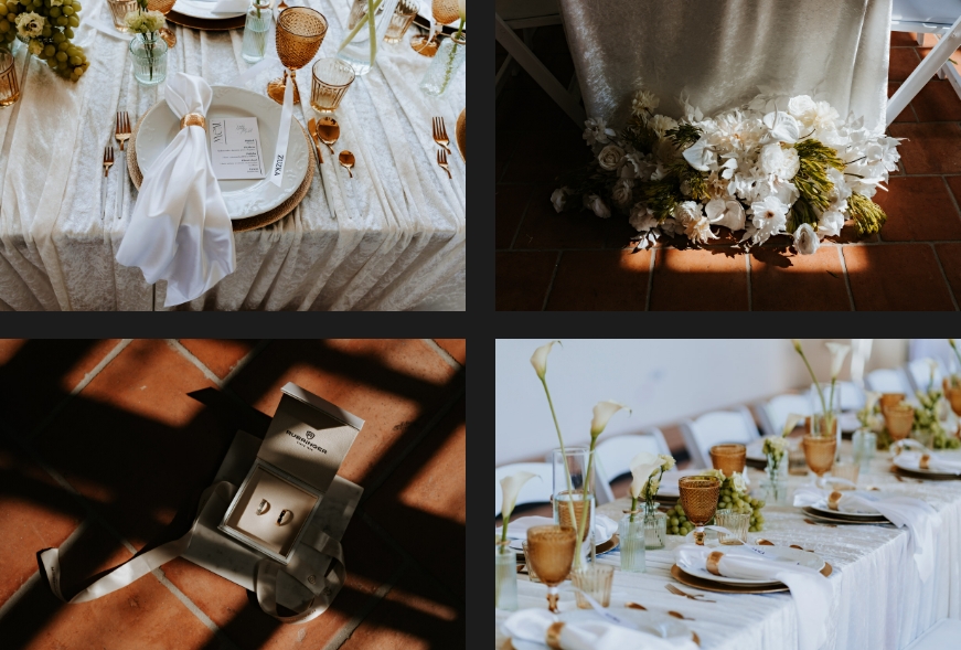 Details of luxurious elegant wedding decoration.