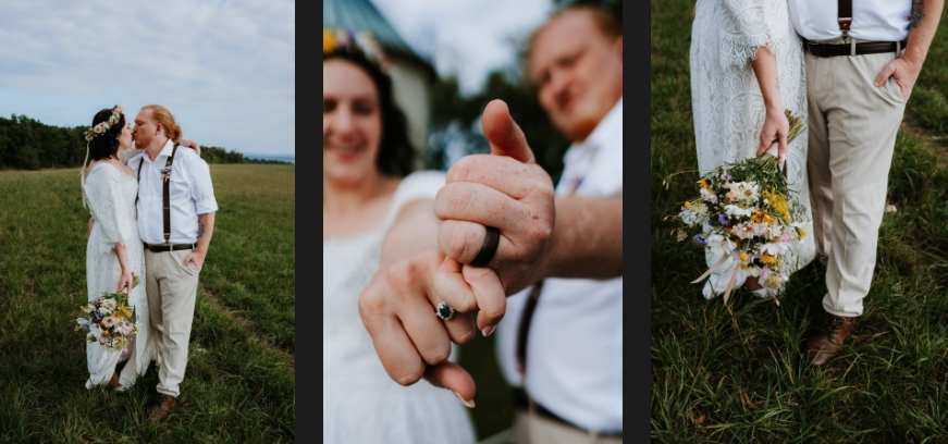 Newlywed photoshoot in the meadow.