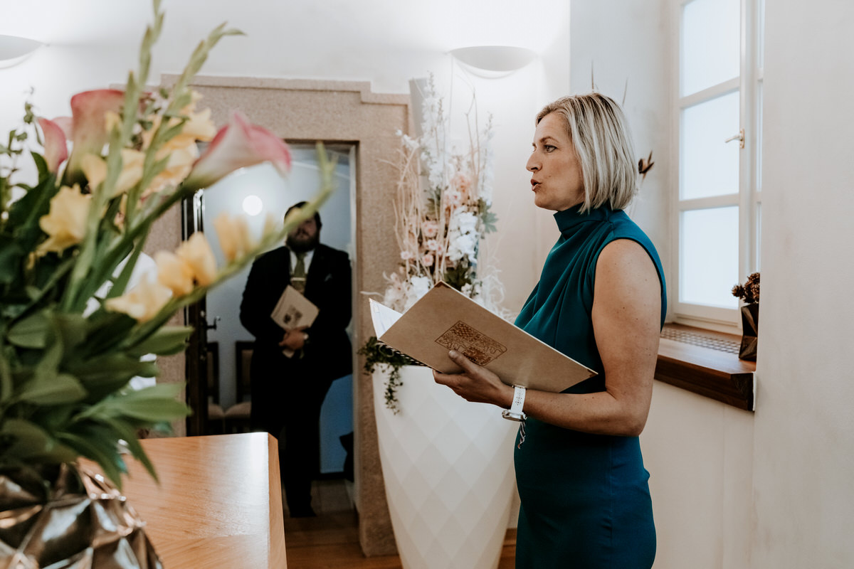 The celebrant marries the newlyweds.