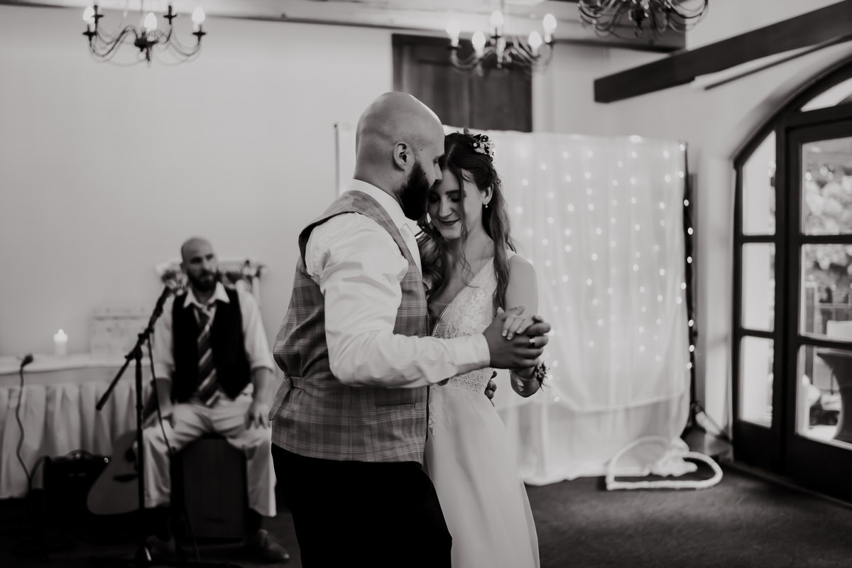 Newlyweds during their first dance.