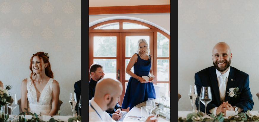 The bride's sister makes a toast.