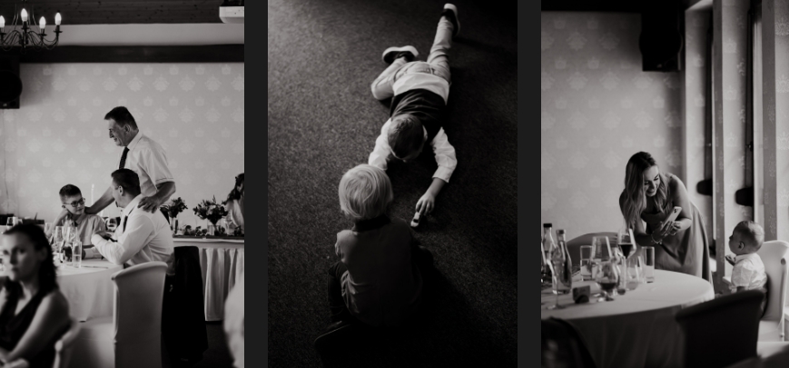 Wedding guests during the wedding reception in Hradec Králové.