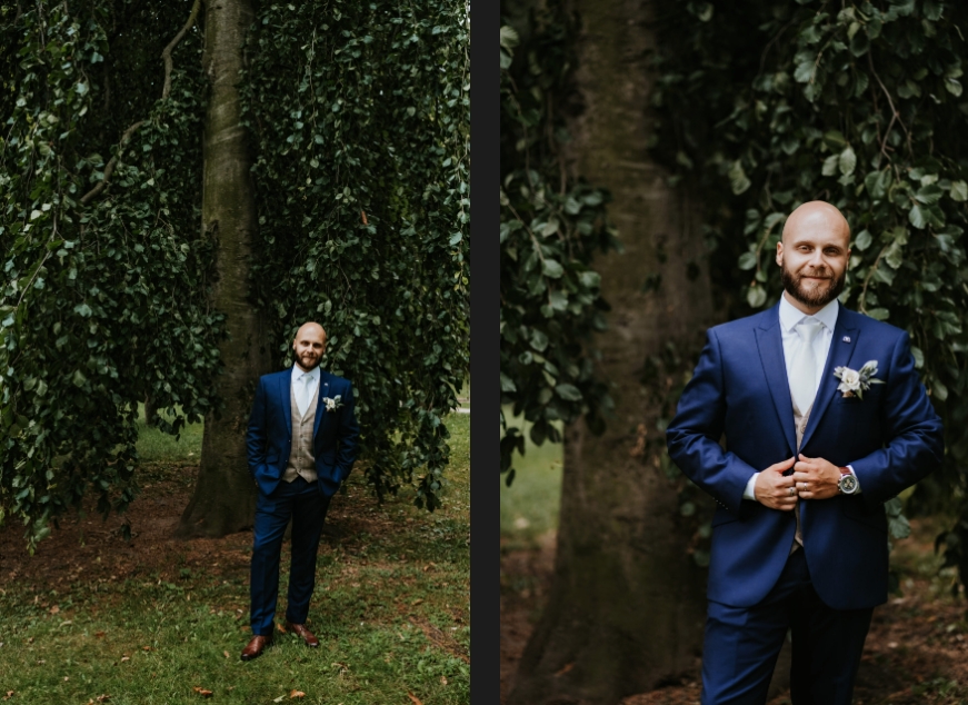 Portraits of the groom as part of a newlywed photo shoot in Hradec Králové.