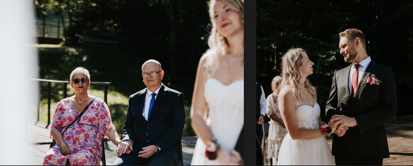 Venkovní svatební obřad na Vysočině.