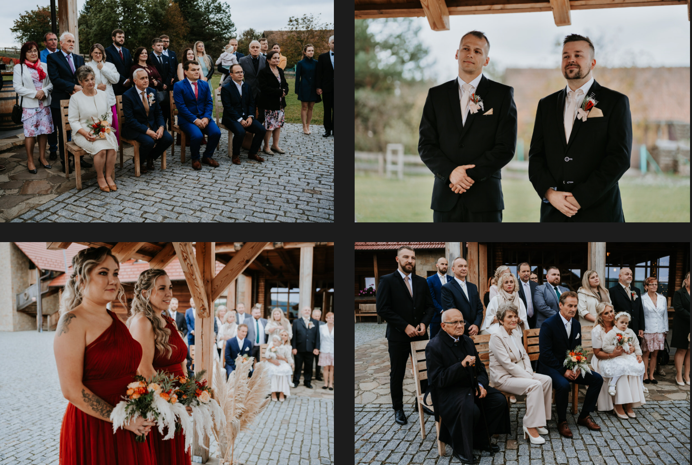 Podzimní venkovní svatební obřad.