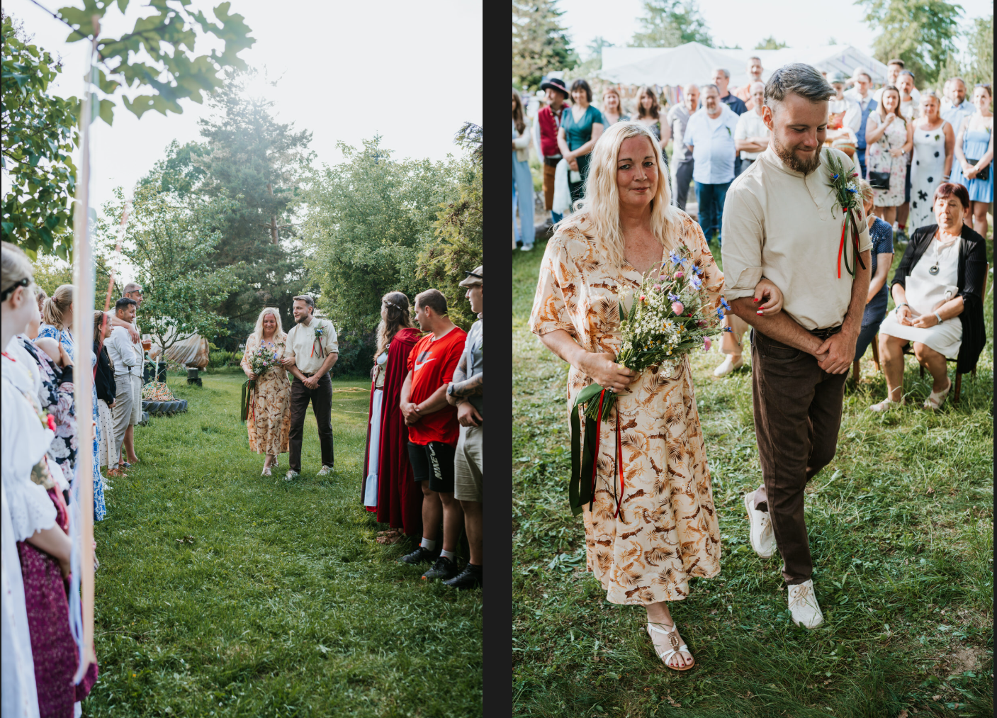 Maminka vede ženicha k oltáři, netradiční svatba Čejkovice.